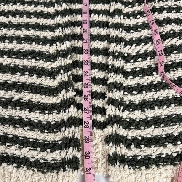 Umgee Striped Cardigan Oversized Popcorn Knit Olive & Cream Women’s Size Medium - Picture 9 of 12